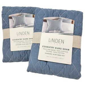 New 2 Pack Linden Street Coventry Euro Square Pillow Shams Patchwork Farmhouse